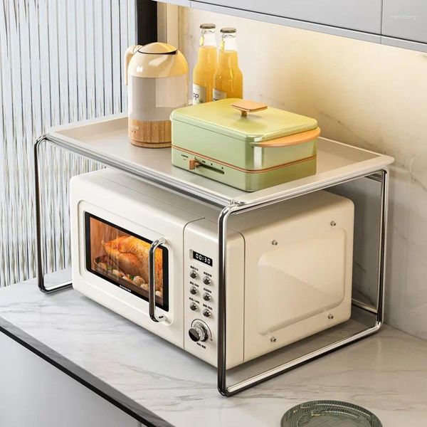 Küchenspeicher Licht Luxus 2 Schicht Mikrowellenregal Multifunktionales Arbeitsplatten -Ofen -Expansionsregal