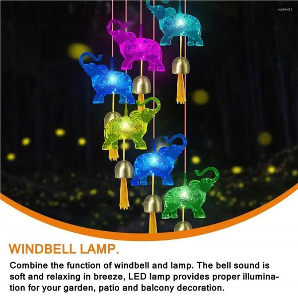 Estatuetas decorativas elephant windbell lâmpada sinistro adorável pátio de luz liderada por campainha eoliana