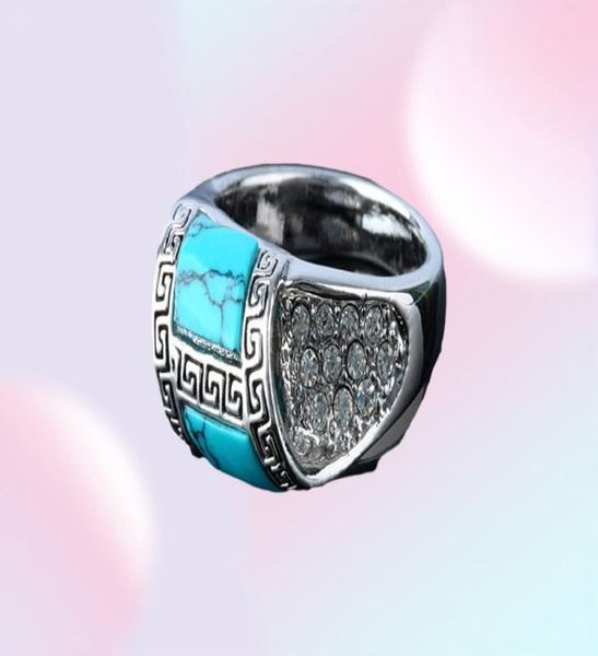 Europa Silver Plating Inlay Turquoise Ring Anelli vintage Miscela Dimensione 161944255607827719