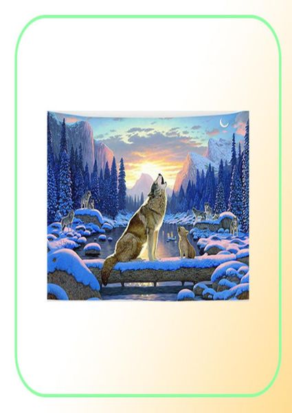 Arazzo per animali nordici Arazzo sospeso decorativo in tessuto per il lupo decorativo decorazione per la casa inverno tesi murale5002018