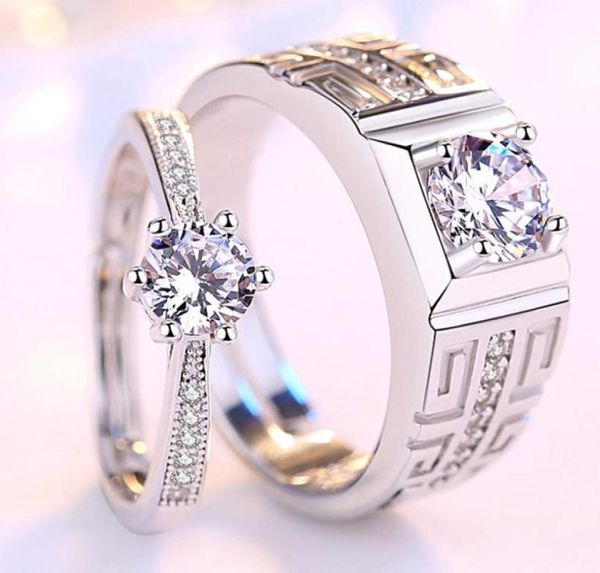 Cobre banhado prateado ajustável seis anéis de casal de garras 1 par homem mulheres prometem noivado jóias de dedos valentina039s dia anni2338116