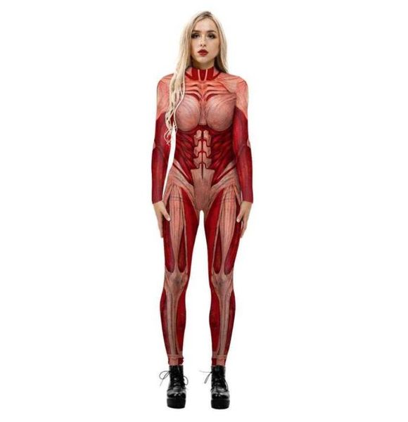Halloween Mulher Ataque à fantasia feminina Titan Annie Leonart Cosplay Zentai Bodysuit Ladys Girls Suit G092584429349002532