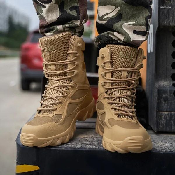 Ходьба военные ботинки для мужчин дышащие лодыжки, оригинальный армейский стиль, на открытом воздухе, походы, не скользящие тактические кроссовки