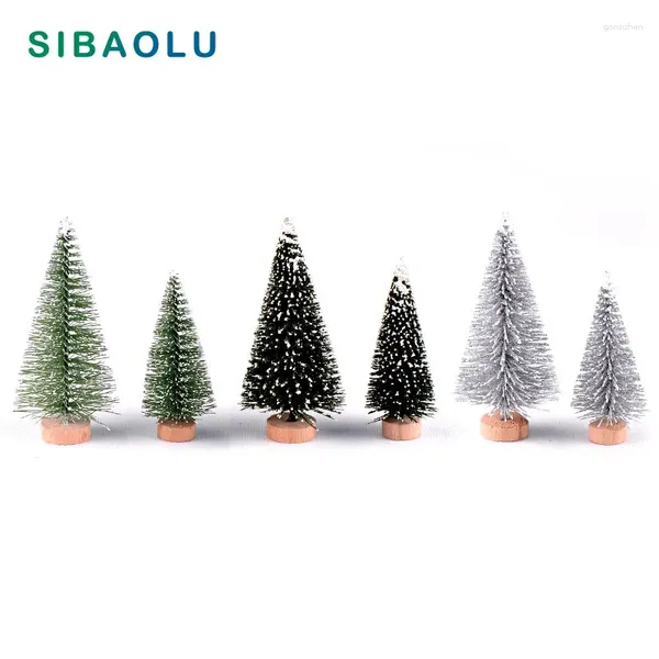 Dekoratif Figürinler 2pcs Simülasyon Kış Noel Ağacı Dekorasyon Figürin Minyatür Peri Süs Binası Heykel Aşk Hediyesi