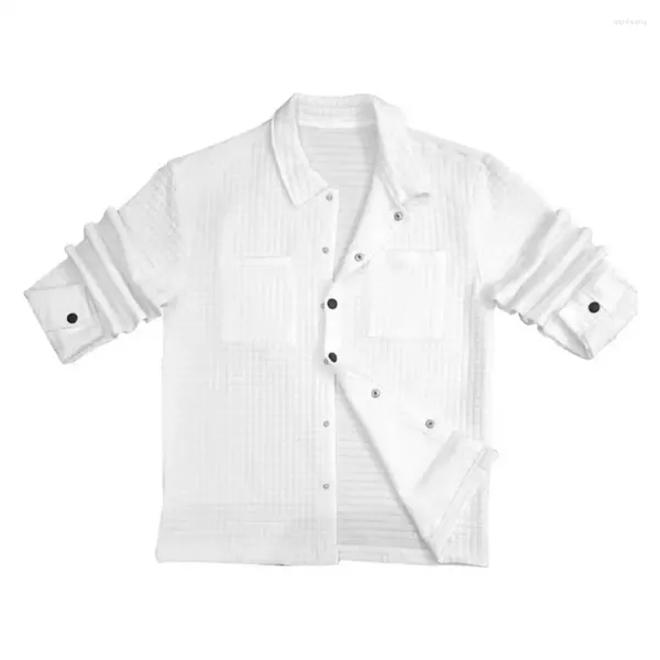 Jackets masculinos Men thefito de picada de peito de peito comprido mola de manga comprida com colarinho de colarinho de colarinho de bolso de bolso de bolso e respirável para um elegante