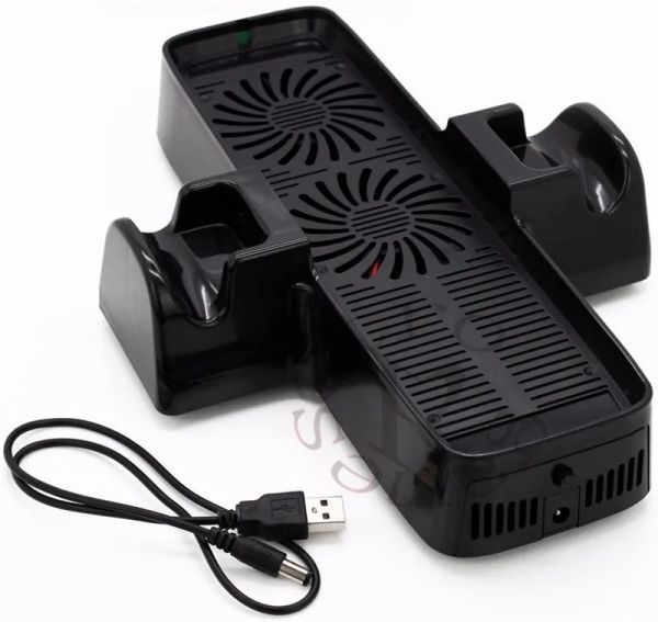 Stands 3 em 1 em 1 Carregamento vertical Dock Station Stand Fan Stand com cabo USB para Microsoft para Xbox 360 Slim Console