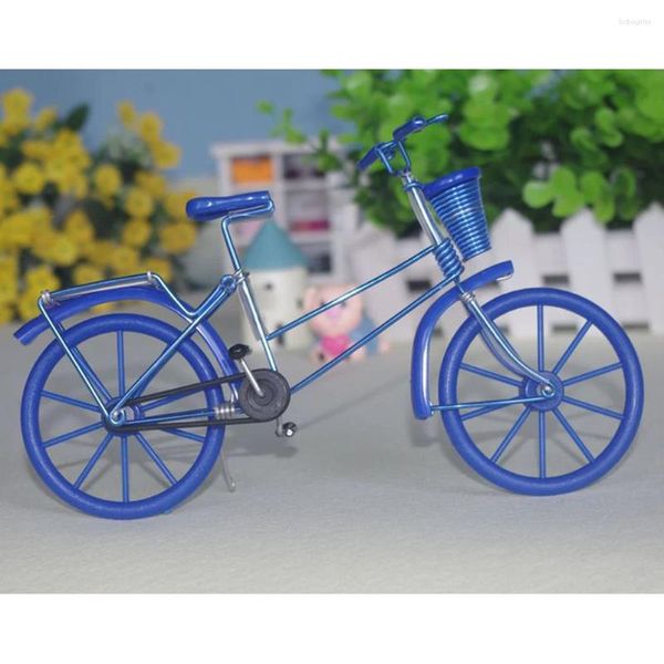 Figuras decorativas Bicicleta de simulação artesanato retro alumínio Modelo de decoração de decoração de desktop Janela de janela de vitrines (cor aleatória)