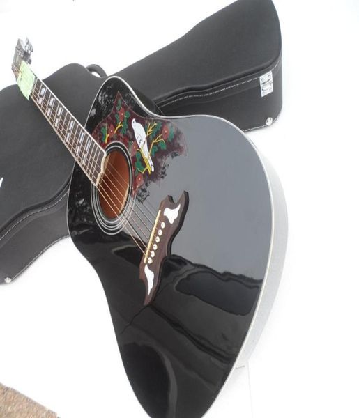 Gitarre mit Hard Case Dove Spruce Top garantiert Naturholz schwarzer Akustikgitarre 2347661