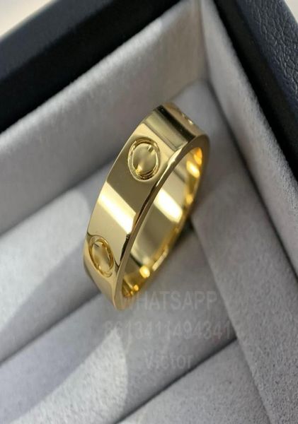 Liebesring 55mm V Gold 18K Material wird niemals die Ehering -Luxusmarke Offizielle Reproduktionen mit Box 5 ein paar Ringe HIG9123181 verblassen