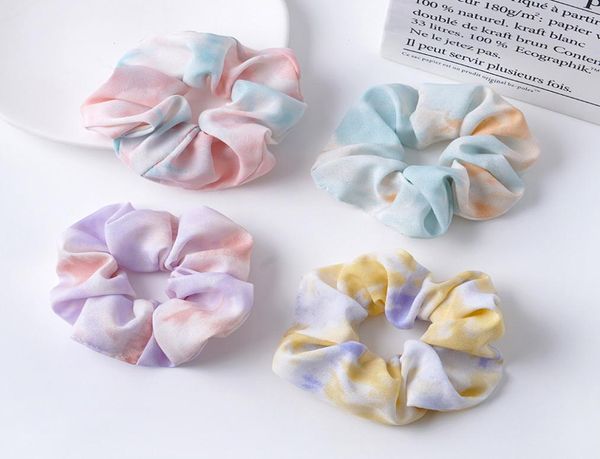 Scrunchies de cabelo de Tiedyed Bandas de cabelos de chiffon elástico garotas girls anel macio scrunchies de moda rabo de cavalo acessórios de cabelo hha14327824