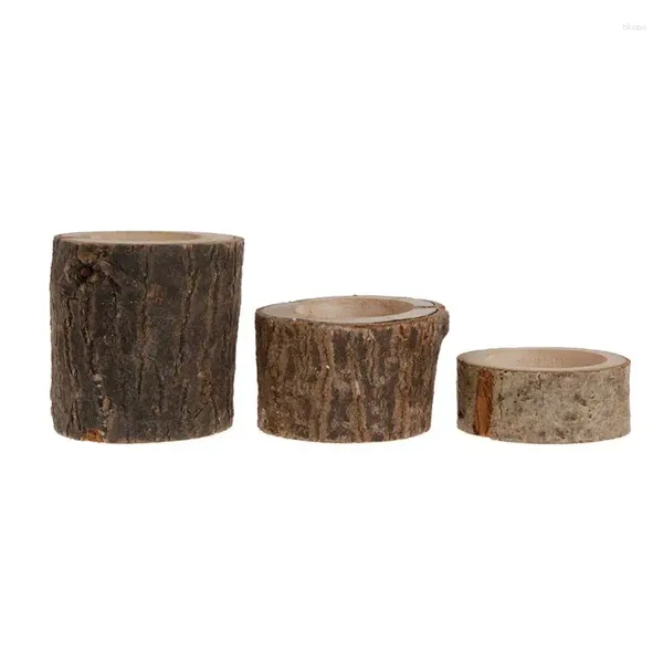 Titulares de vela 1pc para casca de madeira de madeira criativa Cacto Stand Cactus suculento P