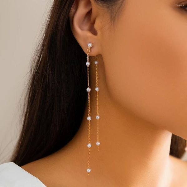 Dangle Ohrringe Klassische elegante Lange Quastel Imitation Perle Drop für Frauen Braut Goth Piercing Hanging Schmuck Mi -Accessoires
