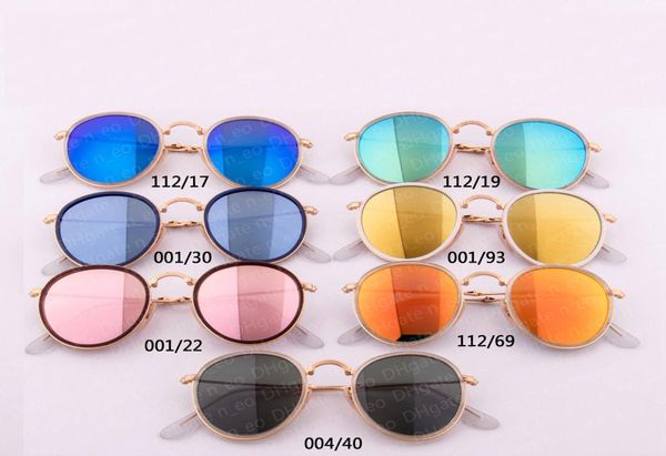 Óculos de sol dobráveis redondos 3517 Óculos de sol retro soscar feminino designer de marca UV400 Ópulos para homens Mirror Glass Lens Metal Frame GA8422777