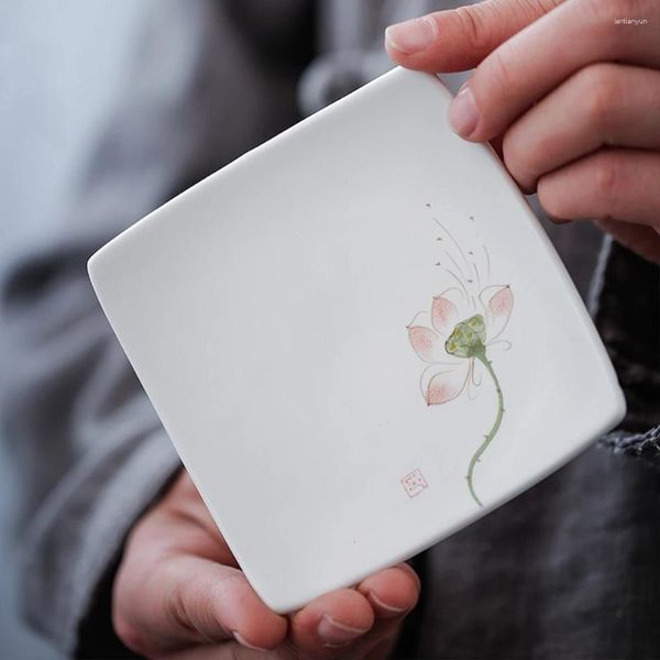 Vassoi di tè in stile cinese stampato a mano orchidee tazza di tazza in ceramica di loto per tazza da tè tazza da tè tradizionale isolamento del vassoio isolante casa el