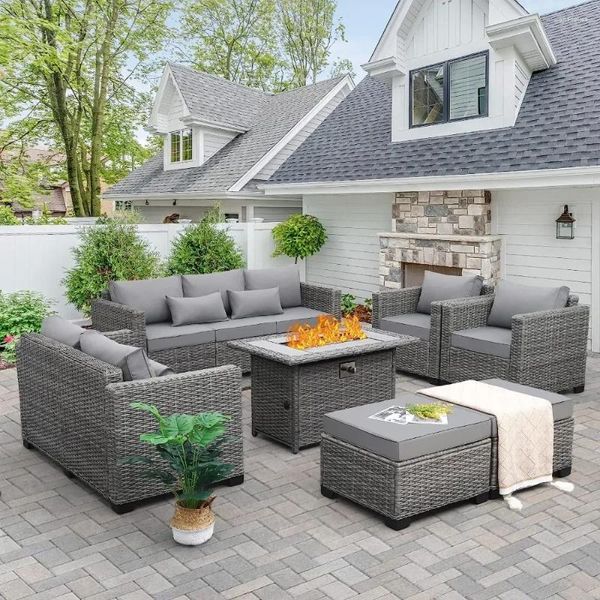 Camp Furniture Outdoor Set Feuerstelle Terrasse Sofa -Stuhl mit nicht schlupfer Matte wasserdichte Abdeckung