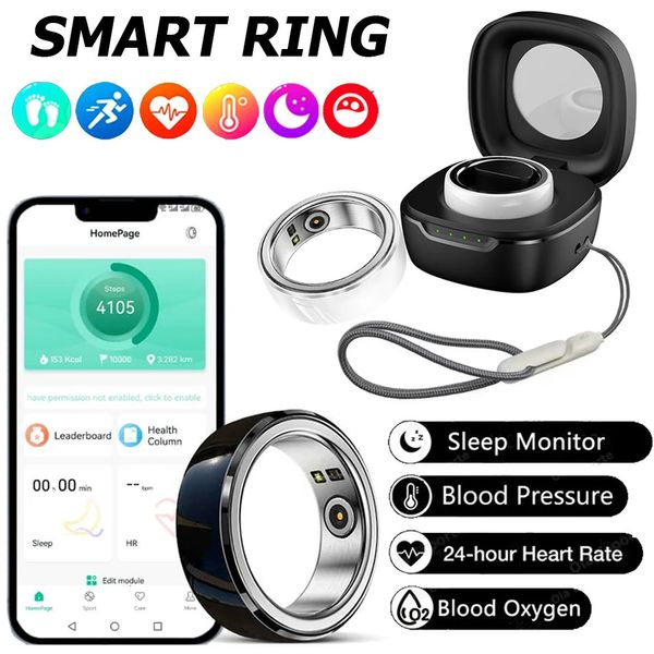 Modekeramik Smart Ring Fitness Tracker für Android IOS Herzfrequenz Blut Sauerstoff Schlaf Smart Health Ring für Männer Frauen 240408