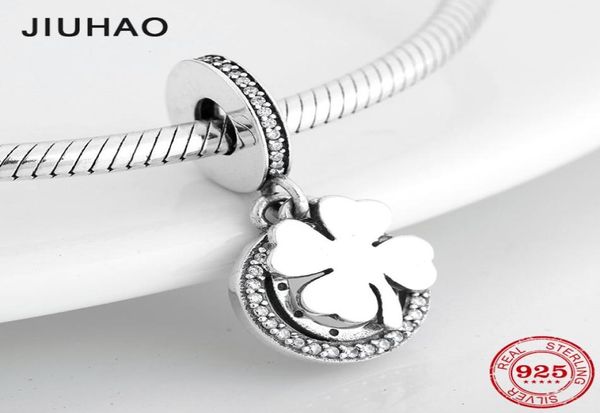 Новые 100% 925 серебряного серебра Lucky Clover Fashion Fine Pendants Beads Fit Original Braceme Braclet Bracelet Make CJ1911168407007