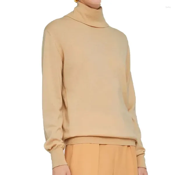 Suéteres femininos VII 2024 Autumn e Winter Roupas fios extremamente finos Merino Wool Turtleneck Back Split Knit Oferta