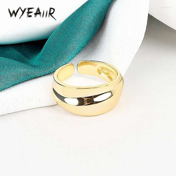 Ringos de cluster wyeaiir liso brilhante e legal hip-hop ins 925 anel de abertura de prata esterlina para mulheres jóias de luxo
