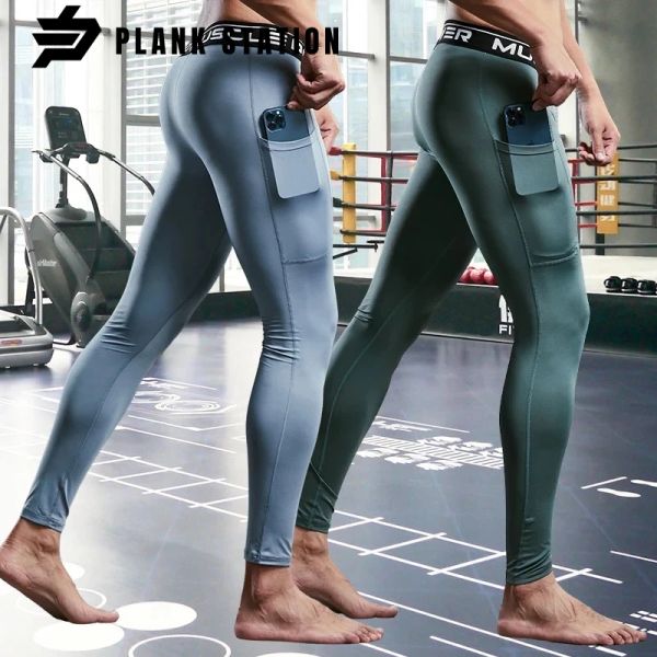 Hosen Herren Kompression Jogginghosen 2023 Lauf Sportsportler Leggings Seitentasche dünne Fitness Herren Lycra Hosen