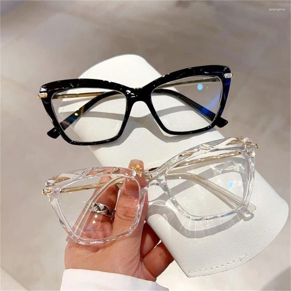 Sonnenbrille Vintage Cat Eye Anti-Blau-Lichtgläser Mode transparent UV400 Schattierungen Brillen flacher Spiegel Brillen Brillen