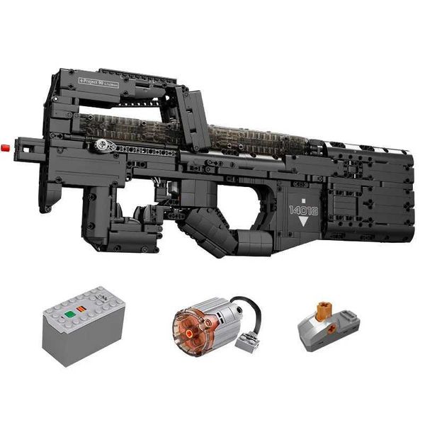 Gun Toys плесень King 14018 Детское техническое огнестрельное оружие P90 Submachine Model Toy Moc строительные блоки подарки по случаю дня рождения детей YQ240413QJRI