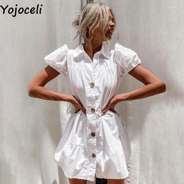 Abiti da festa yojoceli sexy estate sciolte di cotone vestito casual spiaggia simpatica camicia bianca mini vestidos a maniche mobili corta