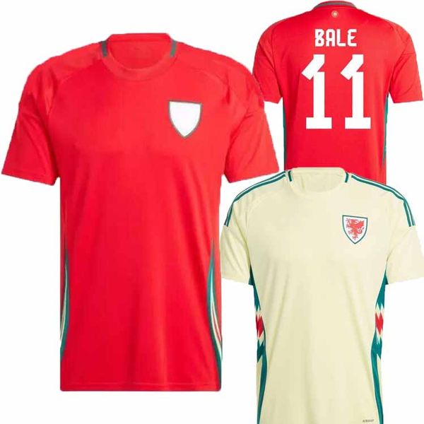 Gales Johnson Soccer Jersey 2024 Cymru National Selef Men Home Away Football Shirts Kit Full Set Set Brooks Williams Davies Brooks Wilson Ampadu