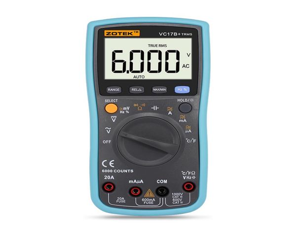 Zotek VC17Bautomatic Range Digital Multimeter для большого экрана ЖК -дисплея True RMS -частотный цикл 6000 Display5259866