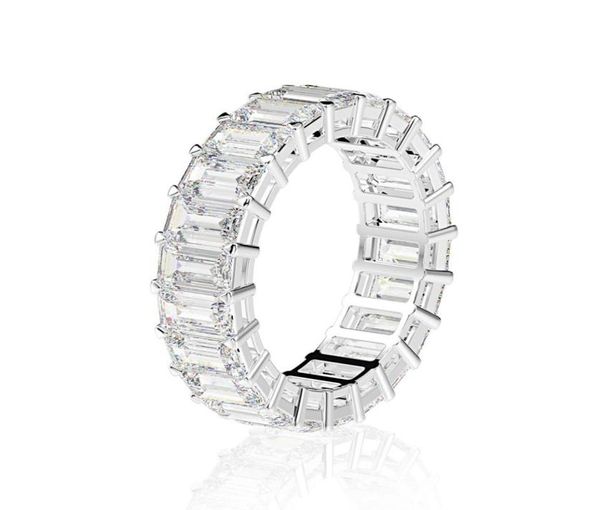 Eternity Emerald Cut Lab Diamond Ring 925 Sterling Silver Engagement Fedi nuziali per donne Gioielli Gioielli5648291