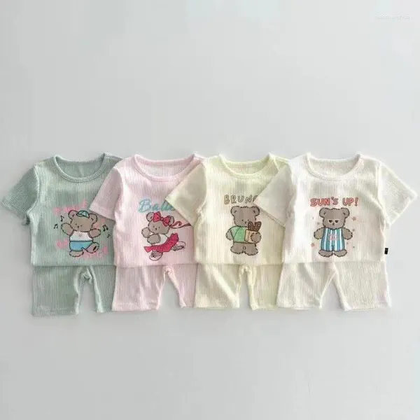 Set di abbigliamento 2024 Summer baby Short Short Set da neonaio da ragazzo Cartoon Cartoon Shorts 2ps Suit Toddler Cool Abiti traspiranti