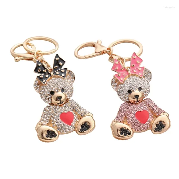 Felizs decorativas Urso de arco para a chave de corrente de corrente de corrente Love Love Heart Keychain Bolsa feminina pendente Diy Handbag Decoration Hangin