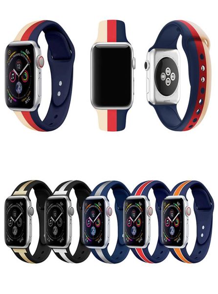 Silikonstreifen Sport weicher Hasp -Armbandgürtel für Apple Watch Band 38mm 40 mm 42 mm 44 mm für iWatch -Gurt Serie 1 2 3 48575357