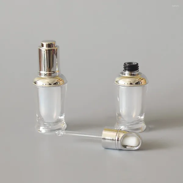Speicherflaschen 10 ml Flüssigkeit Tropper Plastikflasche Silber ätherisches Öl Acryl mit Press Mini -Probe Kosmetischer Behälter