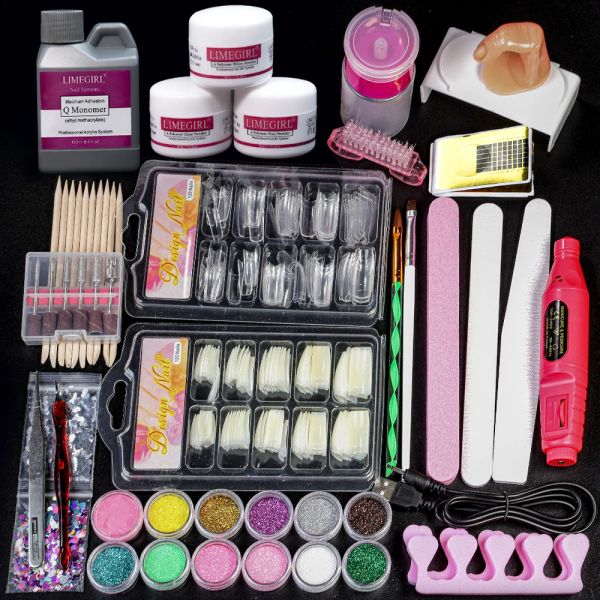 Liquidi Sistema acrilico professionale Strumento di manicure set kit per unghie in polvere acrilico kit rapido estensione kit per chiodi finti in polvere in polvere