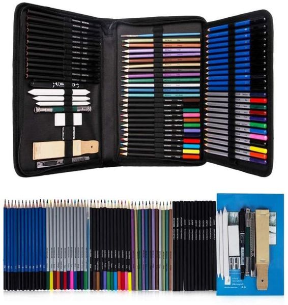 71pcs Zeichnung Skizzenstifte CharcoalgraphitwaterColormetalliccolored Bleistift für Skizzenmalerei Malbilder Fachmann Set 207891765