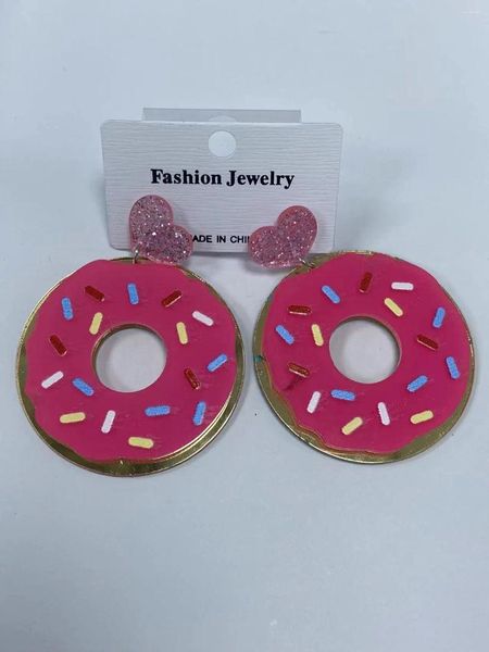 Hoop Ohrringe Pink Y2K Donut Vintage Schmuckzubehör für Frauen koreanische Ins Geometrische Freundin Geschenk