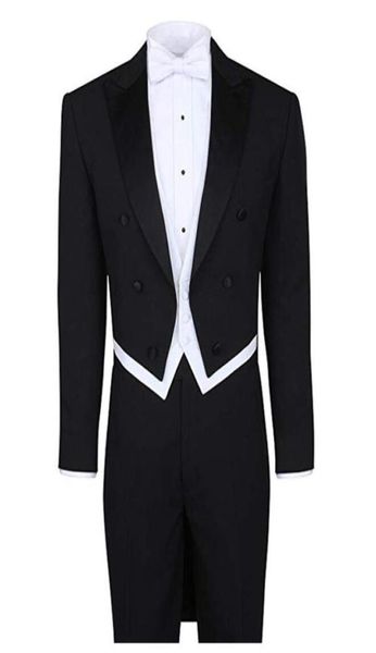 Schwarz weißer Schwanzlack Hochzeitsanzug Peak Revers 4 Stück Jackelpantsvestbow Binde Männer Anzüge für Abend Party Heimkehr Prom Tuxe6896759