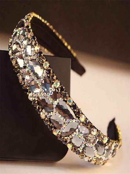Koreanische Mode Luxus funkelnder graues Kristall Brauthaarband Stein Hochzeitsstirnband für Frauen Haarzubehör Schmuck 2107079597624