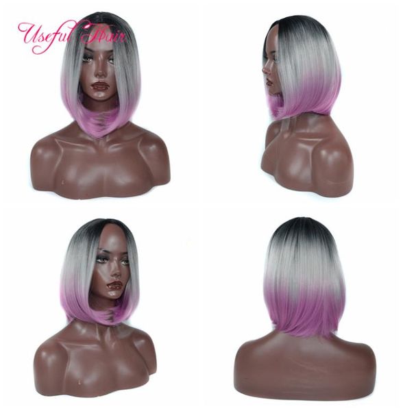 Siyah Beyaz Kadınlar Kız Sentetik Saç Perukları Kısa Bob Wig Seksi ve Şehir Samanttha Peruklar Yok Dantel Renk Ön Perukları Isı Direnç 6402976