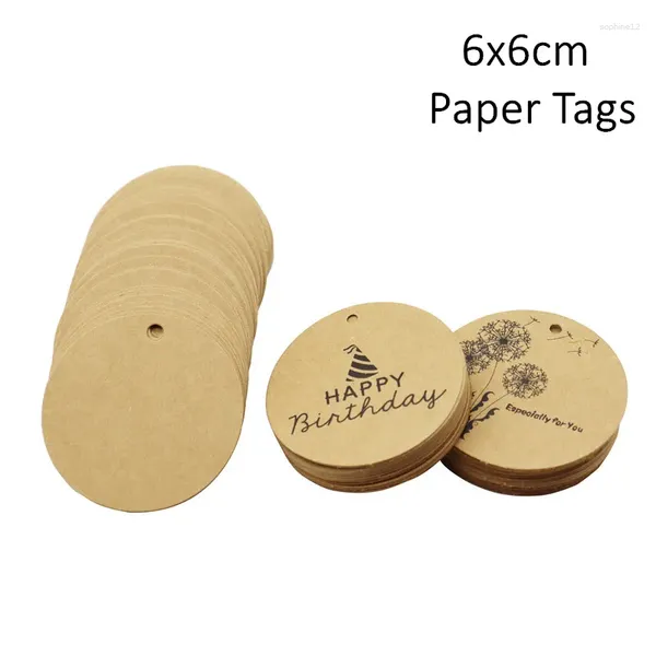 Embrulho de presente 100pcs /lote 6x6cm Multi Cute Brown /White Paper Tag Tag Handmade Charmms Round Wedding Favors /Cookies /Tags