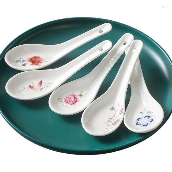 Cucchiai in stile cinese cucchiaio di zuppa in ceramica ramen noodle resistente al calore cucchiaino da cucina da cucina utensile r030 10 pezzi