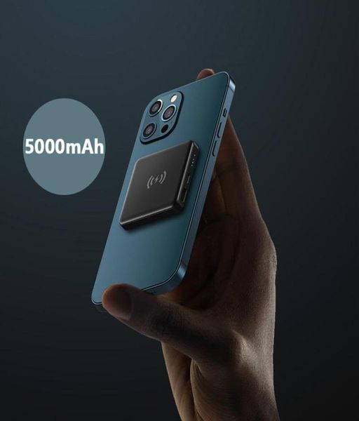 Hızlı Şarj Mini Taşınabilir 5000mAh Manyetik PD Kablosuz Güç Bankası Mobil Powerbank Cep Telefonu için General Yedek Pili iPhone12 3257513