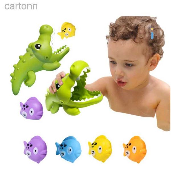 Bath Toys New Summer Plastic Baby Crocodile Bath Toys Pesca Catching Games For Toddlers Kids Toys Para jogar água 240413