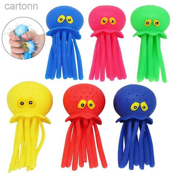 Bath Toys 6 Cores esponja absorvente Octopus Baby Bath Toys Squeezing Stress Relief Toys Summer Swing Swimming Play Water Toy for Children 240413