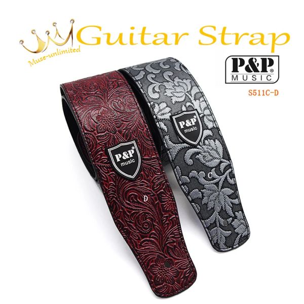 Appuntamento pvsp cinghia di chitarra in pelle di alta qualità per folk elettrico acustico Guita solida e durevole cinghia di chitarra acustica