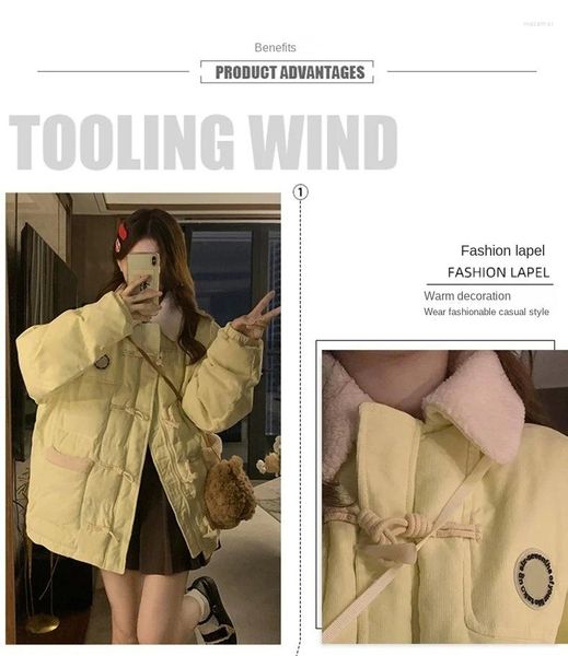 Trench femminile cappotto invernale alla moda per donne con tessuto a vellutoy e comfort di calore ad ispessioni