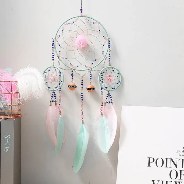 Dekorative Figuren Träumer machen grüne und rosa Federn Dream Catcher -Anhänger für die Geburtstagsgeschenke der Schüler