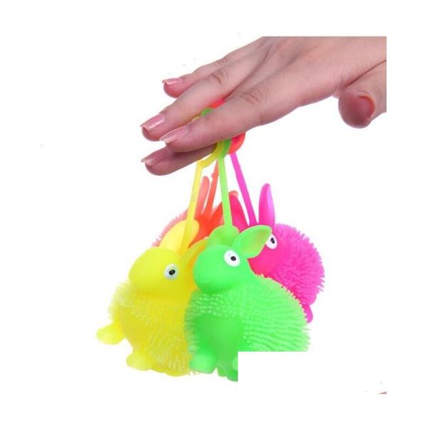 Toys de borracha de borracha macia Flash Rabbit Hedgehog Ball Kids Finger piscando pbaby Natal Festival Gift Drop Gif Dhepv