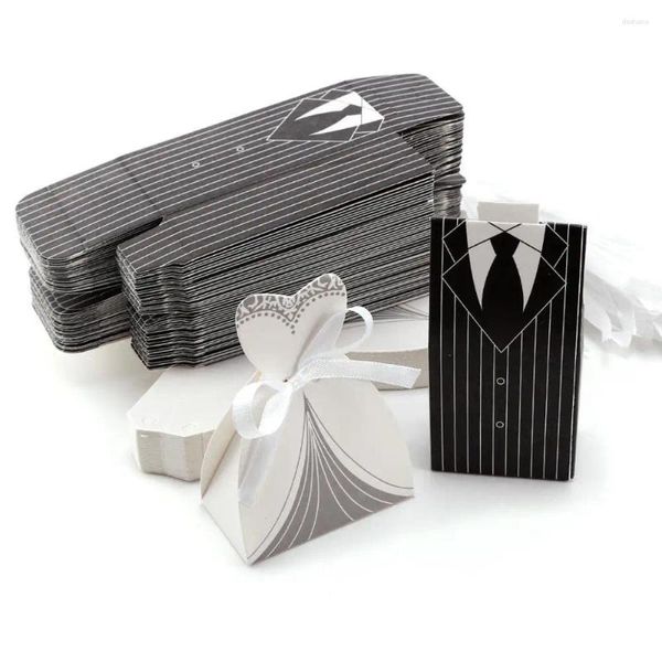 Decoração de festa 20pc noivo/noivo Parperboard Wedding Favor Box Sacos de doces de suprimentos presentes